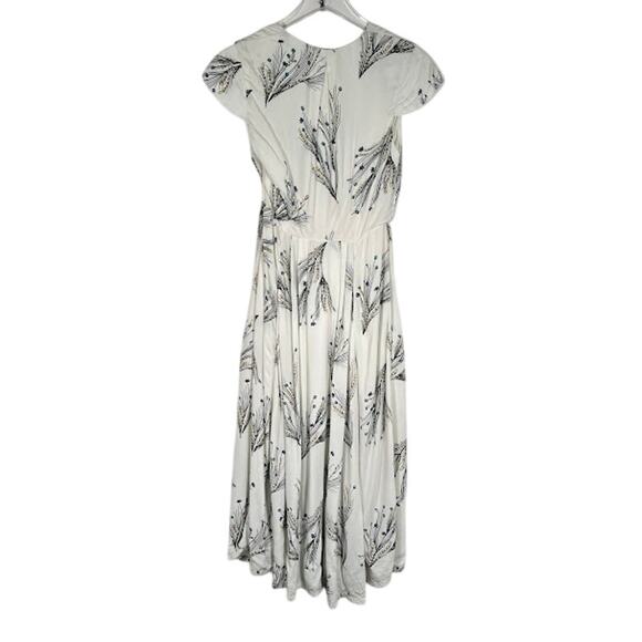 Free People Women's Floral Retro Midi Dress 4 V-Neck Boho with Pockets - Picture 4 of 9